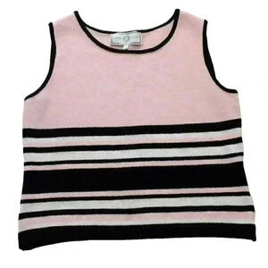 St. John Sport Knit Tank Top Women's S Pink Black Stripe Sleeveless Marie Gray